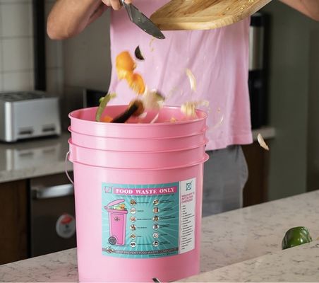 20L recipiente de compostagem branco com balde de plástico e tampa industrial