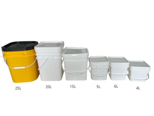 2L 4L 5L 10L baldes de plástico quadrado com tampa e alça logotipo de impressão a cores personalizado