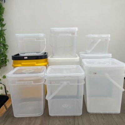 15L de plástico balde de suprimento Quadrado claro balde de segurança de alimentos de impressão personalizada espessura de 1,0 a 2,5 mm