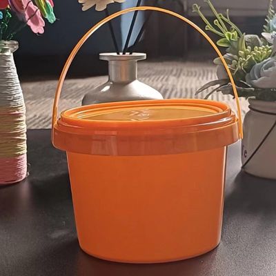Conservação e organização de alimentos para animais de estimação 2L recipiente de balde de plástico redondo com tampa hermética