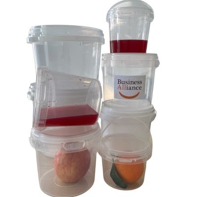 Balde de plástico de qualidade alimentar com tampa e alça 500ml 750ml 1L 2L 3L 5L Tamanhos ISO Certificado