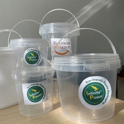 Balde de plástico de qualidade alimentar com tampa e alça 500ml 750ml 1L 2L 3L 5L Tamanhos ISO Certificado