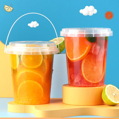 8oz 12oz 24oz 32oz Fruta Iogurte Leite Chá para levar Balde de bebida de plástico com tampa e moderno