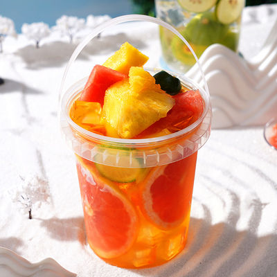 8oz 12oz 24oz 32oz Fruta Iogurte Leite Chá para levar Balde de bebida de plástico com tampa e moderno