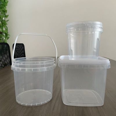 Container de embalagem de alimentos de alto crédito 1L balde de plástico redondo com tampa resistente a produtos químicos