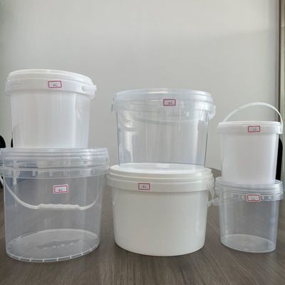 300 ml-15L balde de plástico redondo com tampa e alça recipiente branco