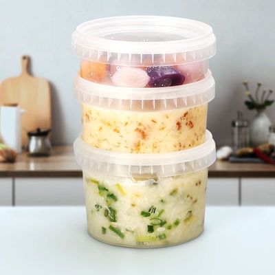 300 ml 500 ml 750 ml baldes de plástico personalizados com tampa para iogurte gelado alho pasta e molho