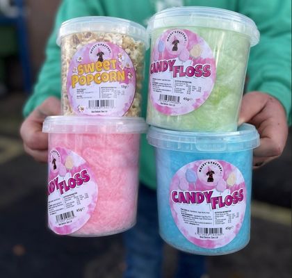 Impressão Silk Screen Cotton Candy Bucket com tampa hermeticamente fechada Container de alimentos redondo e transparente