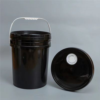 20L balde de plástico preto para ferramentas baldes tampa e alça