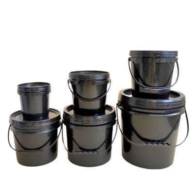 Balde de plástico redondo 1L 2L 3L 4L 5L preto ou branco com espessura de tampa de 1,0 a 2,5 mm