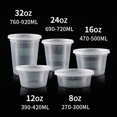 300 ml 5L recipiente de plástico transparente para alimentos balde de plástico com espessura de tampa de 1,0 a 2,5 mm