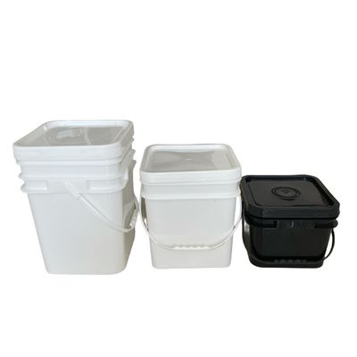 5L 10L 15L 20L 25L balde de plástico quadrado com tampa e alça Construção de trabalho pesado essencial