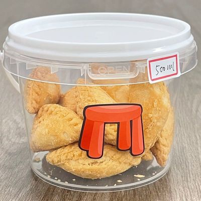 Banheiras de doces de iogurte balde de plástico 300 ml 500 ml recipiente branco de 1 litro com tampa