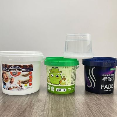 Banheiras de doces de iogurte balde de plástico 300 ml 500 ml recipiente branco de 1 litro com tampa